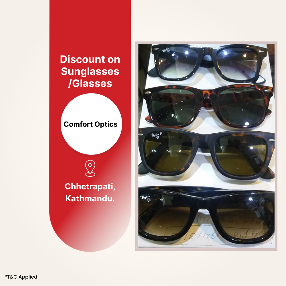 20% off on all sunglasses/ glasses at Comfort Optics